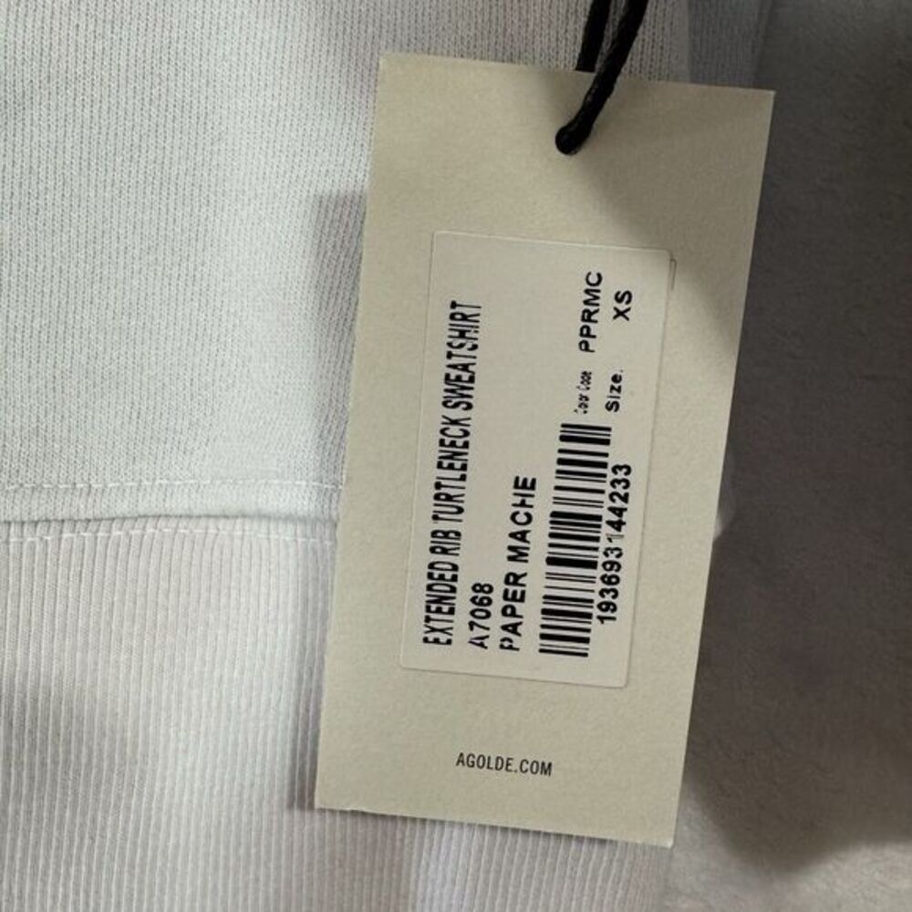 NWT AGOLDE Turtleneck Sweatshirt Size‎ XS Ribbed Trim Pullover Minimalist Chic - Picture 7 of 15